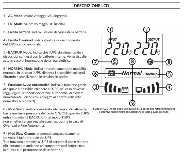 Test dell'UPS VulTech Pure 1000VA per stufa a pellet 6 Display Test dell'UPS VulTech Pure 1000VA