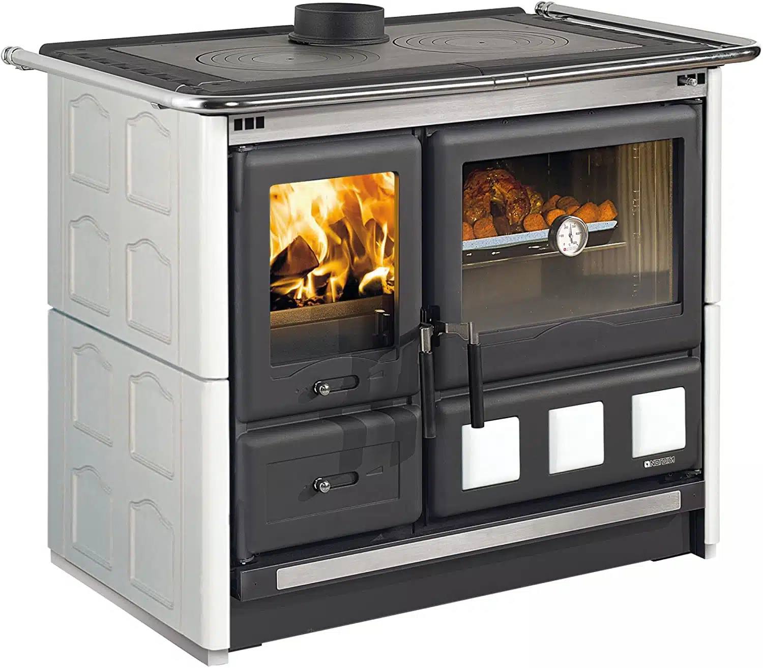 Aumento costo metano e pellet - cucina a legna Nordica ROSA XXL Maiolica Bianca