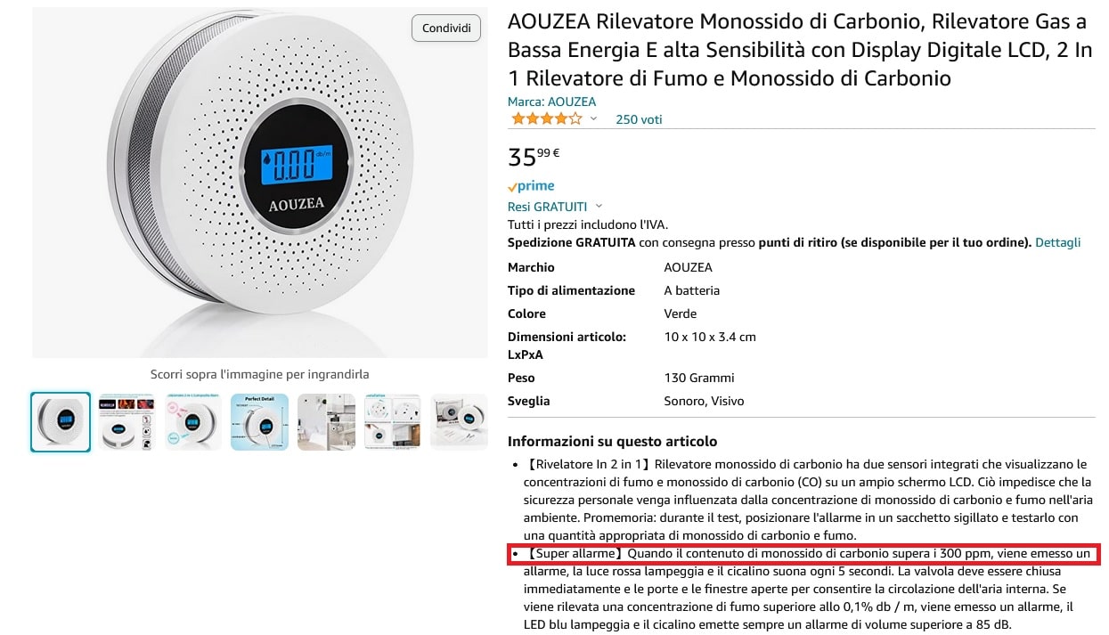 Rilevatore monossido di carbonio amazon corretto 1 un orso in campagna