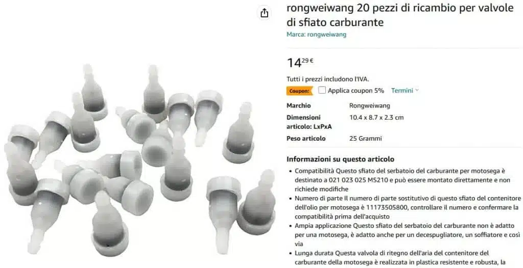 decespugliatore o motosega si spengono? valvole di sfiato di ricambio